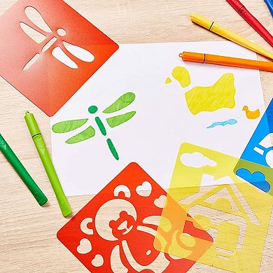 54 Pack Hollow Drawing Stencils, Plastic Animal Stencils for Crafts, 5.6x6"