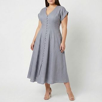 Plus Size Taylor Button Front Linen Dress