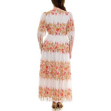 Plus Size Taylor Floral Chiffon Smocked Waist A-Line Dress