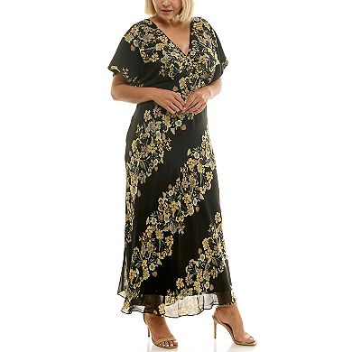 Plus Size Taylor Floral V-Neck Fit & Flare Dress