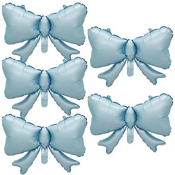 Matte Blue Bow Foil Balloons 5 pc for Wedding & Bow-Themed Party Decor