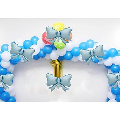 Matte Blue Bow Foil Balloons 5 pcs for Wedding & Bow-Themed Party Decor