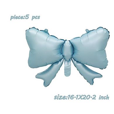 Matte Blue Bow Foil Balloons 5 pcs for Wedding & Bow-Themed Party Decor