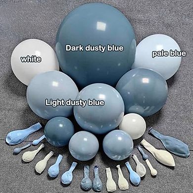 Dusty Blue & Matte White Balloon Arch Soft Pastels for Wedding, Birthday, or Easter Party