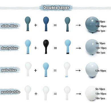 Dusty Blue & Matte White Balloon Arch Soft Pastels for Wedding, Birthday, or Easter Party