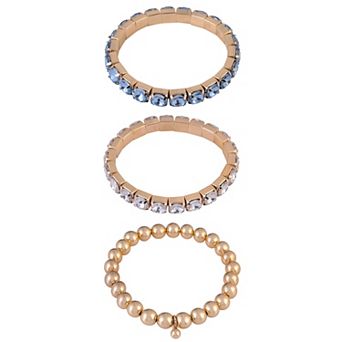 Emberly 3 pc Gold-Tone Simulated Stone Stretch Bracelet Set