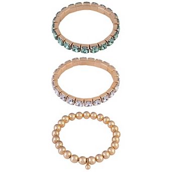 Emberly 3 pc Gold-Tone Simulated Stone Stretch Bracelet Set