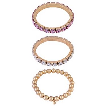 Emberly 3 pc Gold-Tone Simulated Stone Stretch Bracelet Set