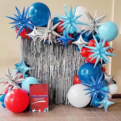 Star Balloon Set 16Pcs 22” Cone & 10” 4-Pointed Stars for Disco, Anniversary or Birthday Party