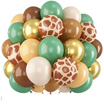 Jungle Safari Balloons 60 pc Sage, Khaki, Gold & Apricot Balloons for Shower or Birthday