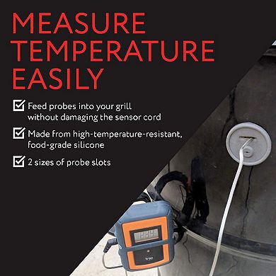 2 Pack Thermometer and Probe Grommet for Grills - Compatible with Weber and More