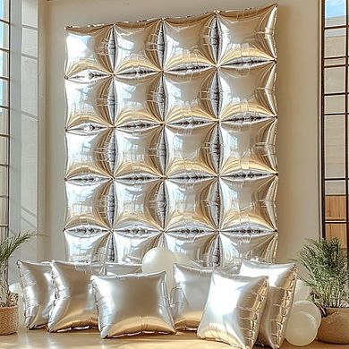Silver Foil Balloon Tunnel 25pcs Square Balloons for Chrome Backdrop Garland Arch in or Prom Decor