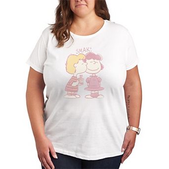 Plus Size Peanuts SMAK Lucy & Schroeder Distressed Graphic Tee