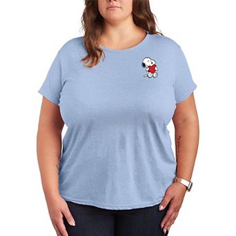 Plus Size Peanuts Snoopy Valentines Hugging Heart Graphic Tee
