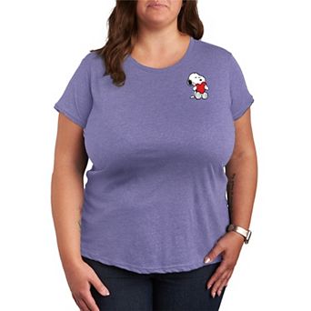 Plus Size Peanuts Snoopy Valentines Hugging Heart Graphic Tee