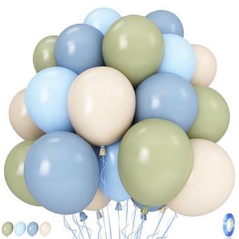 35 pc Pastel Blue Sage Green ivory & Cream Latex Balloon Set