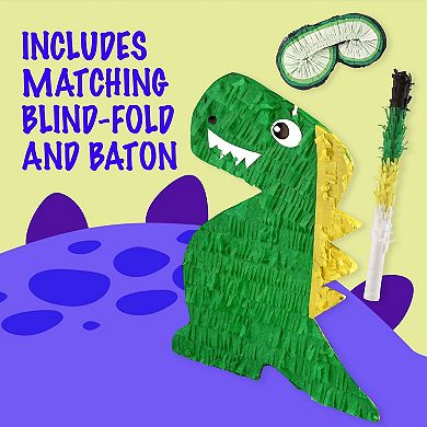 Dinosaur Pinata with Blind-Fold & Baton for Birthday Party