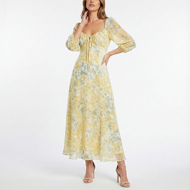 Petite Taylor Long Sleeve Sweetheart Fit & Flare Dress, Women's, Size: 6 Petite, Soft Yellow