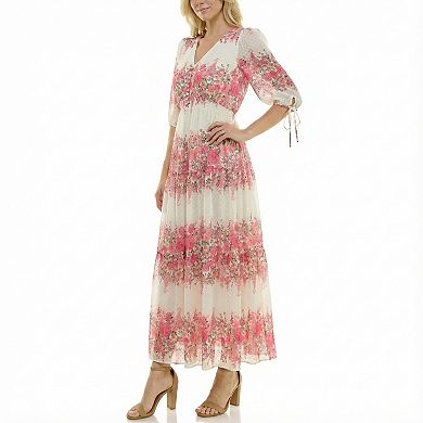 Petite Taylor Floral Chiffon V-Neck Dress