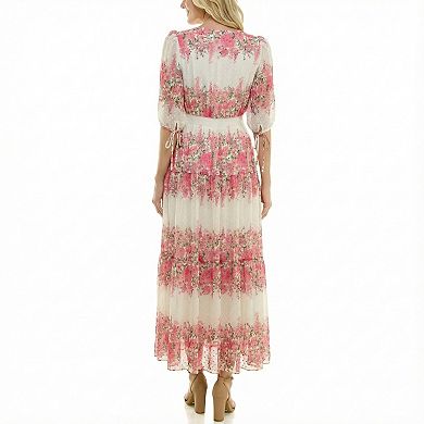 Petite Taylor Floral Chiffon V-Neck Dress