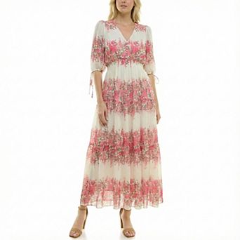 Petite Taylor Floral Chiffon V-Neck Dress