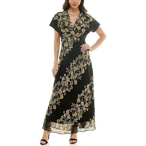Женские платья Taylor Petite Taylor Floral V-Neck Fit & Flare Dress