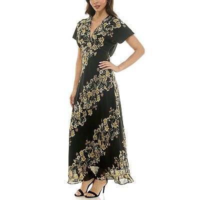 taylor floral-print fit & flare dress Taylor Women's V-Neck Floral Print Fit & Flare Dress