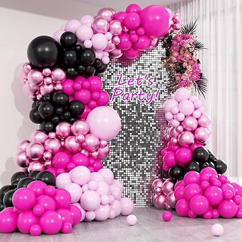 Pink & Black Princess Garland 148 pc Arch Set for Girls’ Birthday, Shower or Bridal Party