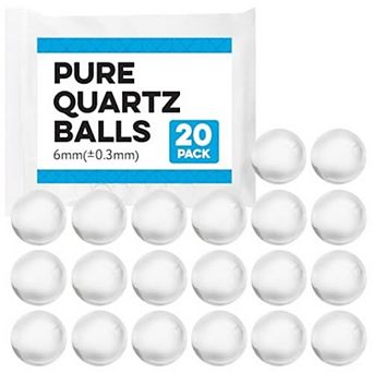 Quartz Pearl Beads Balls - 20 Pack - 6mm OD Clear Quartz Crystal Spacer Beads