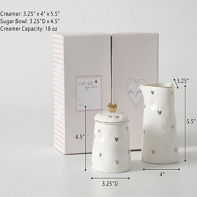 Pampa Bay Heart To Heart Sugar Bowl & Creamer Set