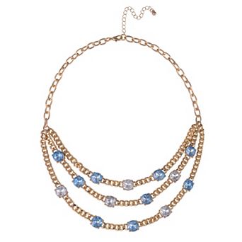 Emberly Gold-Tone Simulated Stone Chunky Chain Layered Necklace