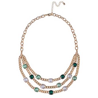 Emberly Gold-Tone Simulated Stone Chunky Chain Layered Necklace