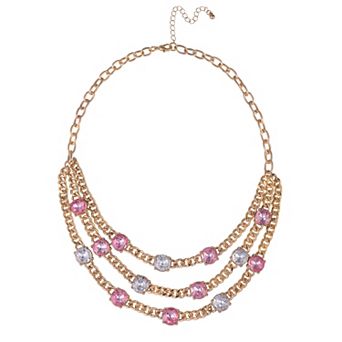 Emberly Gold-Tone Simulated Stone Chunky Chain Layered Necklace
