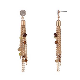 Emberly Gold-Tone Simulated Stone Linear Chain Earrings