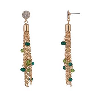 Emberly Gold-Tone Simulated Stone Linear Chain Earrings
