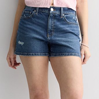 Juniors' SO® Mid Rise Relaxed Midi Denim Shorts