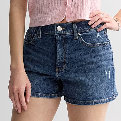 Juniors' SO® Mid Rise Relaxed Midi Denim Shorts