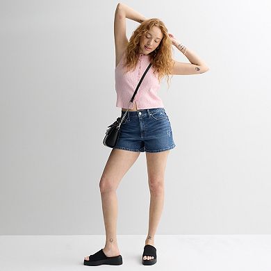 Juniors' SO® Mid Rise Relaxed Midi Denim Shorts