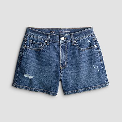 Juniors' SO® Mid Rise Relaxed Midi Denim Shorts