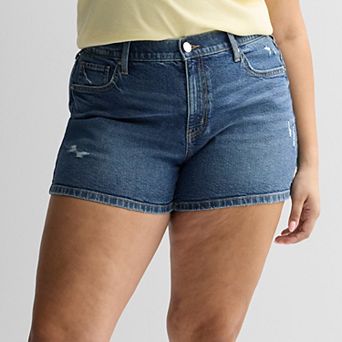 Juniors' Plus Size SO® Relaxed Midi Denim Shorts
