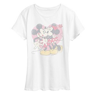Women's Disney's Mickey & Minnie Valentine's Day Heart Distressed Graphic Tee