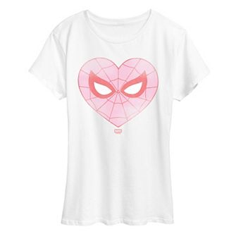 Women's Marvel Spider-Man Valentine's Day Heart Distressed Graphic Tee