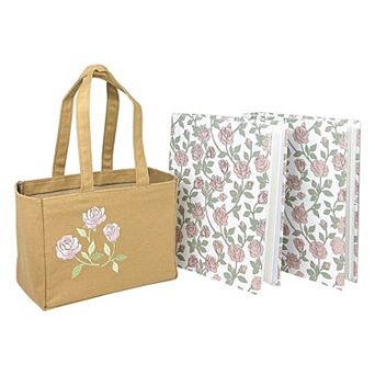 Belle Maison Floral 2 pc Photo Album Set with Tote with Bag