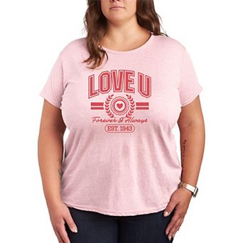 Plus Size Love U Forever & Always Collegiate Graphic Tee