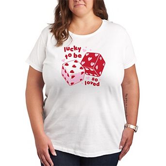 Plus Size Women's Lucky To Be So Loved Dice Graphic Tee
