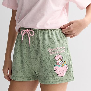 Juniors' Strawberry Shortcake Fleece Shorts