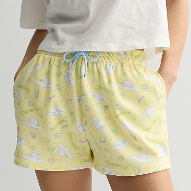 Juniors' Cinnamoroll Allover Print Fleece Shorts