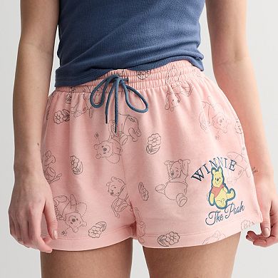 Juniors' Disney's Winnie the Pooh Allover Print Fleece Shorts