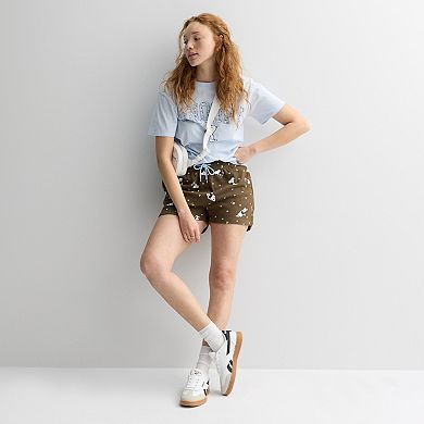 Juniors' Peanuts Snoopy Allover Print Fleece Shorts