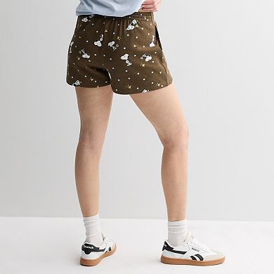 Juniors' Peanuts Snoopy Allover Print Fleece Shorts